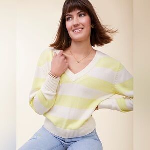 Spartina 449 Harbour Sweater Citrus Stripe SZ S